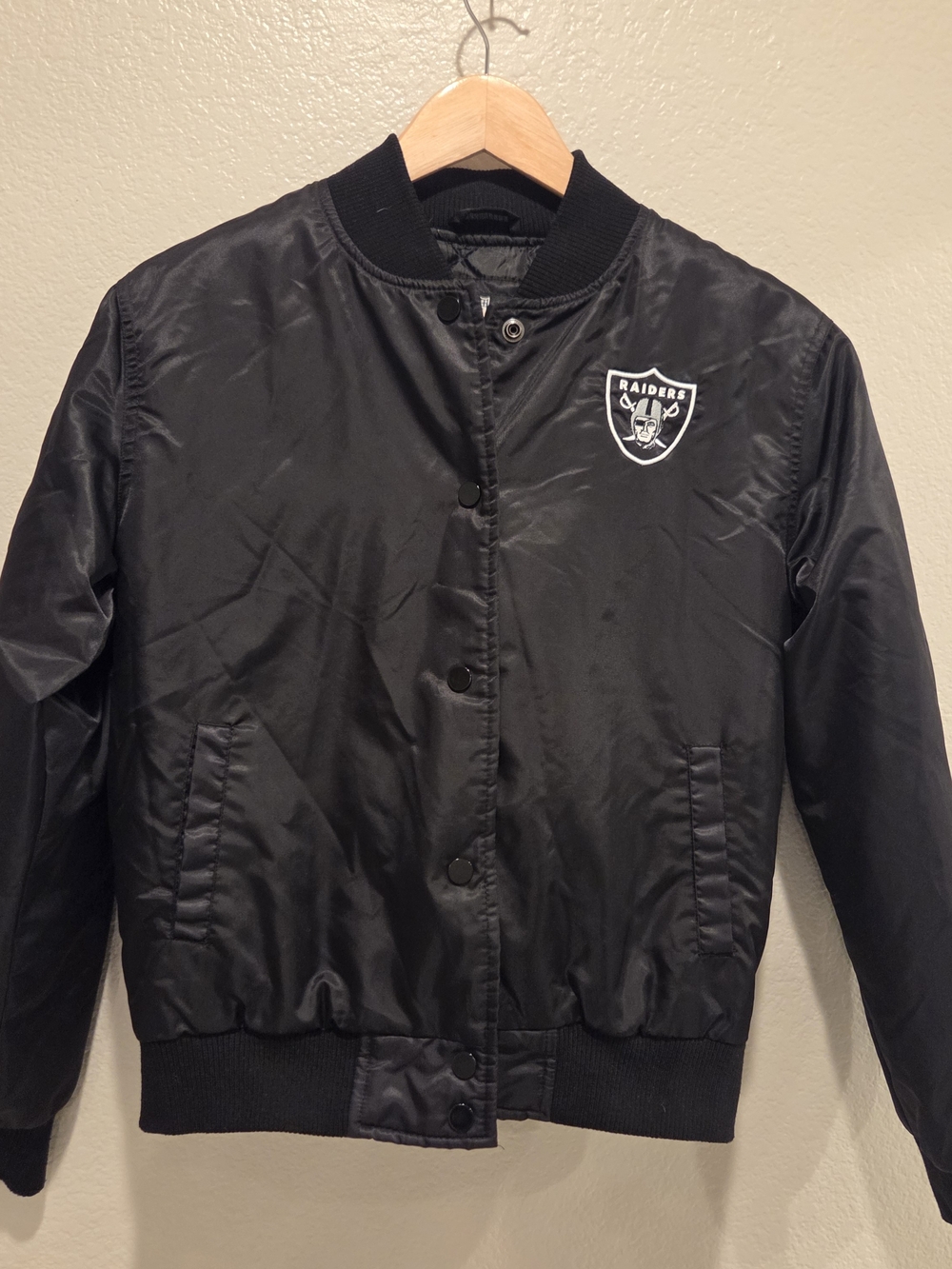 NFL Raiders Satin Bomber Jacket Y2K Streetwear Small